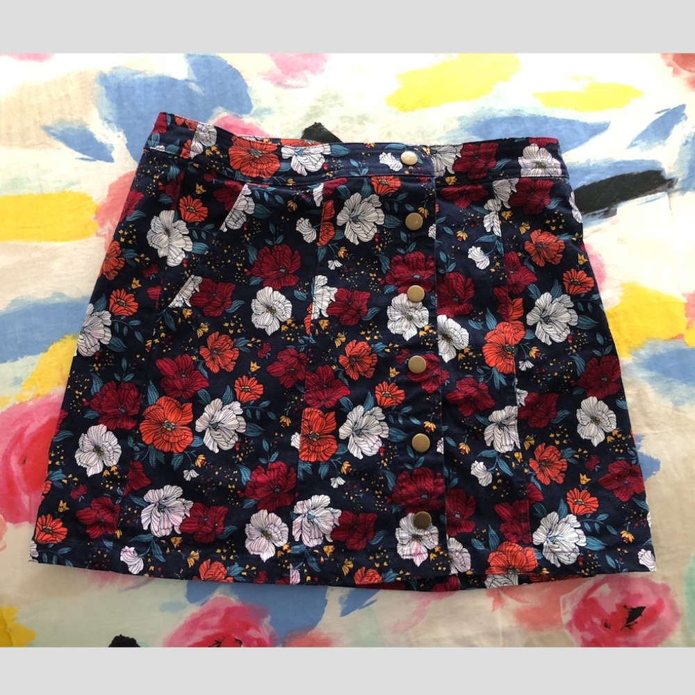 Corduroy Look Floral Vintage Style Mini